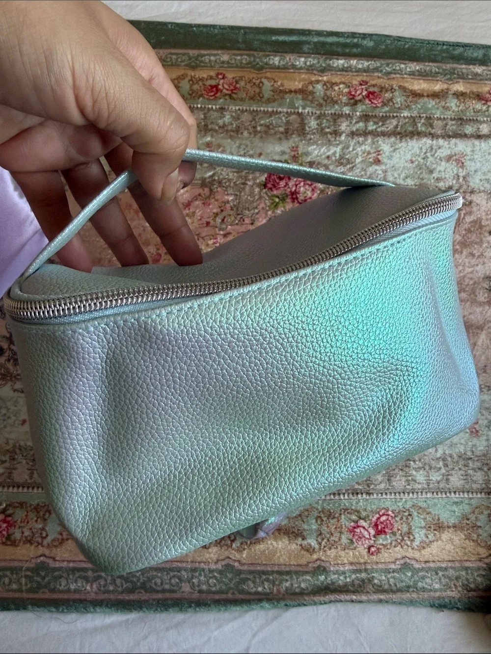 Lilac and Iridescent Cosmetic Pouch Set - Women Bags
